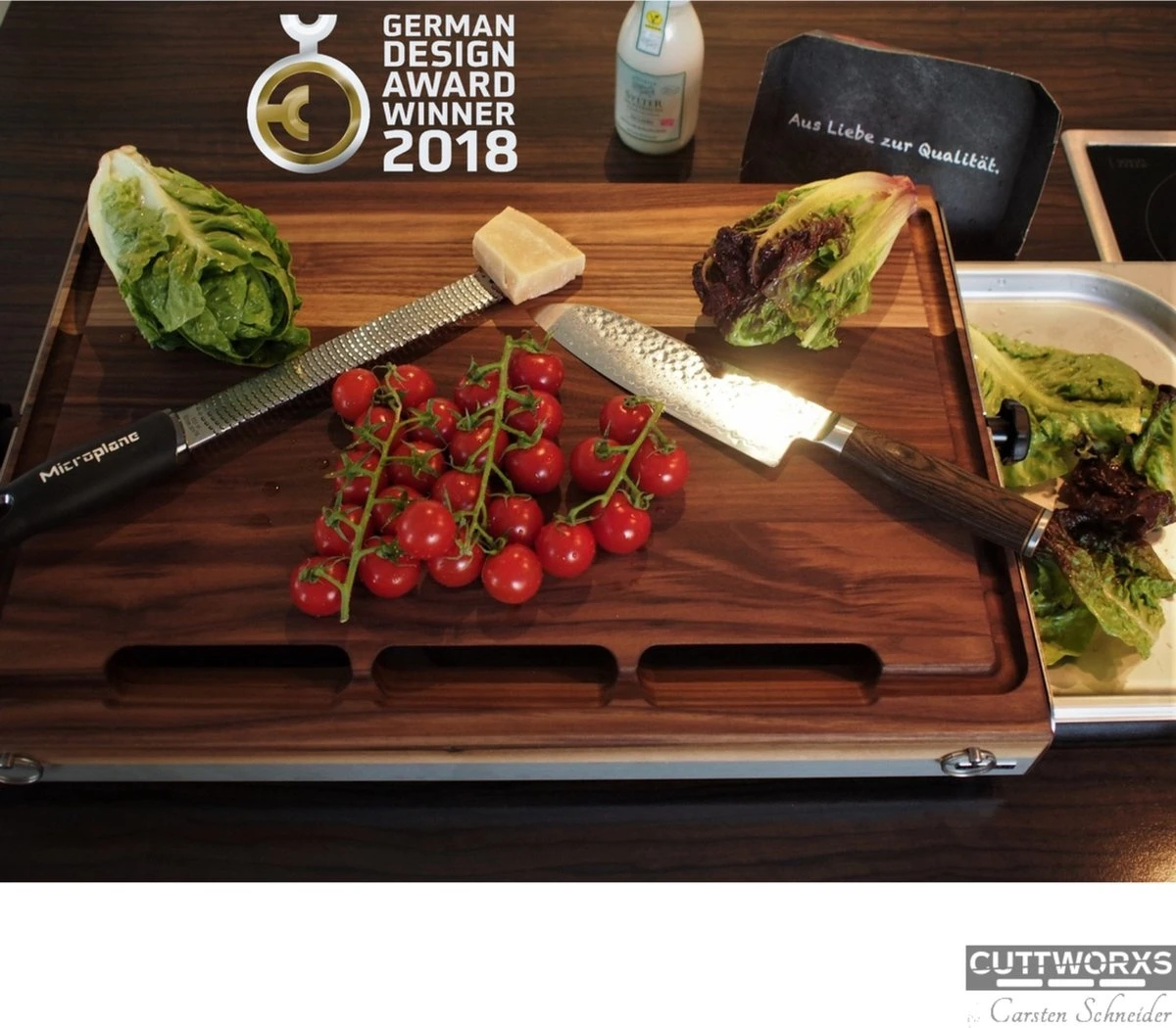 Cuttworxs Notenhouten Snijplank XL Met Sap Geul En Geïntegreerde Opvangbak - Afbeelding 2